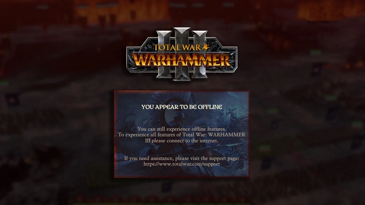 Total War Warhammer 3 Anda terlihat offline